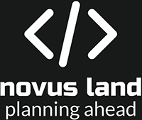 novus land logo on black background
